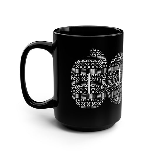 Stylish Ceramic 'DOPE' Mug 15oz Black Mudcloth