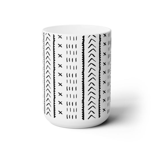 Geometric Malian Signature Mud Cloth 15oz White Mug