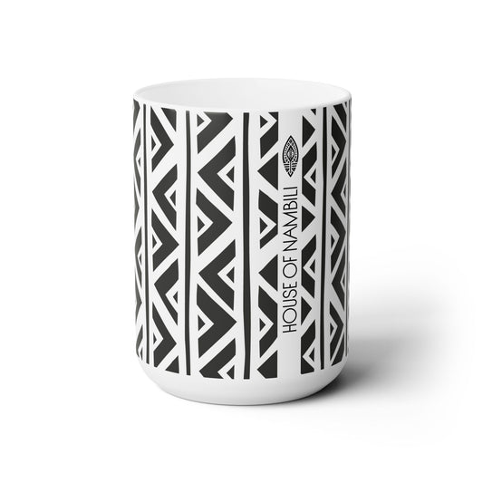 Zigzag Malian Mudcloth 15oz White Ceramic Mug