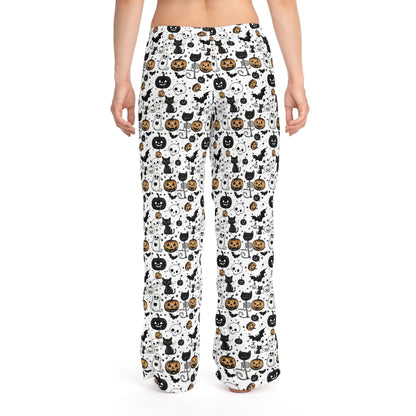 Halloween Women's Pajama Pants Spooky Ghosts and Bats Design