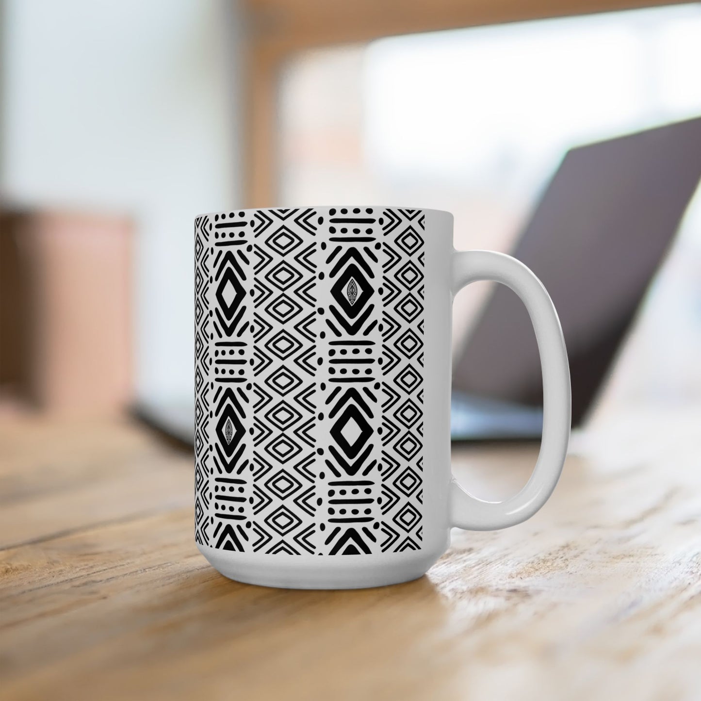 Geometric Malian Mudcloth Abstract Ceramic Mug #3