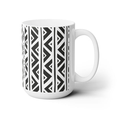 Zigzag Malian Mudcloth 15oz White Ceramic Mug