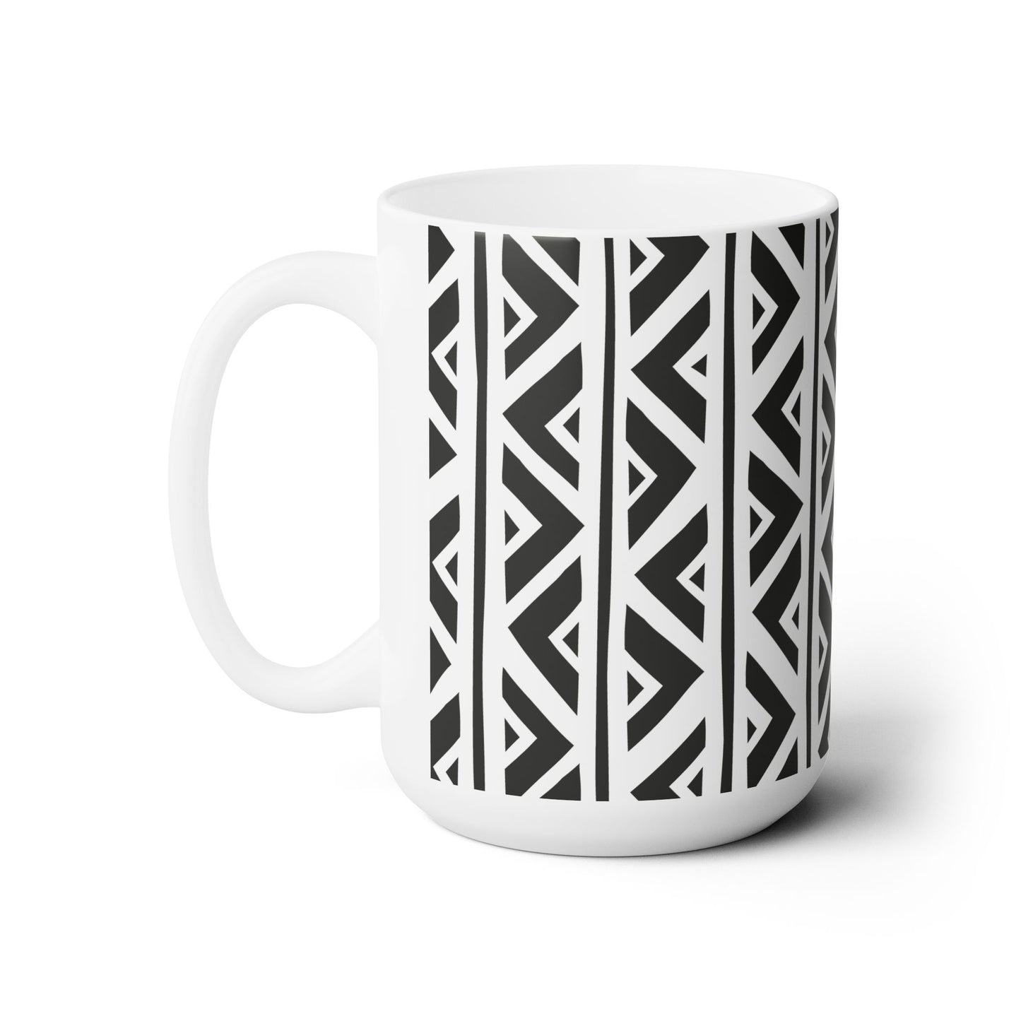 Zigzag Malian Mudcloth 15oz White Ceramic Mug