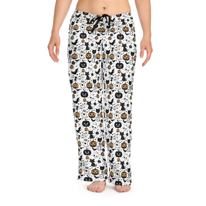 Halloween Women's Pajama Pants Spooky Ghosts and Bats Design