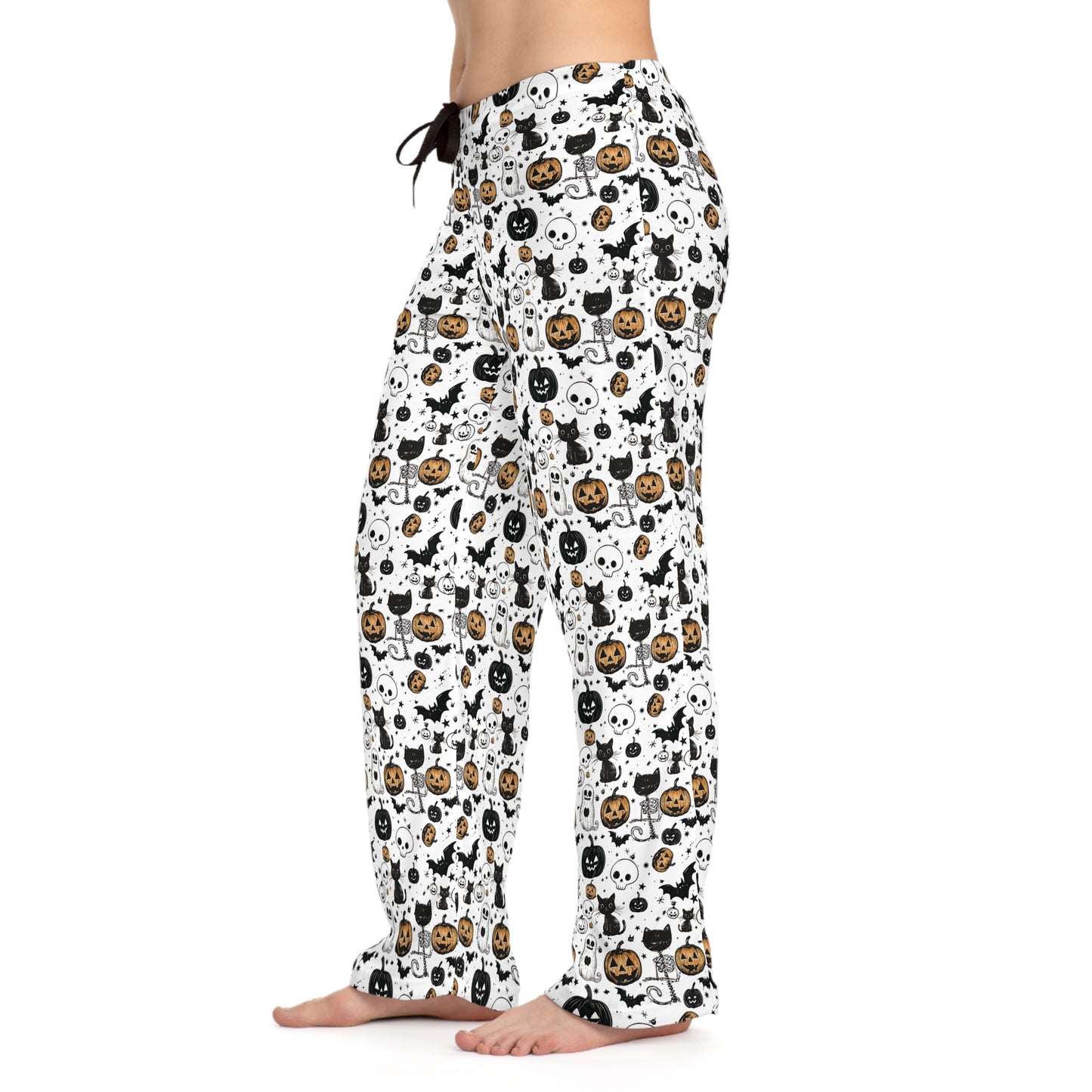 Halloween Women's Pajama Pants Spooky Ghosts and Bats Design