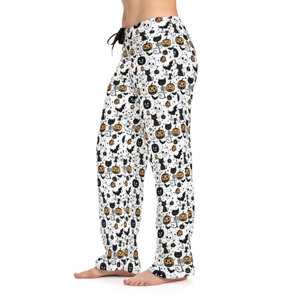 Halloween Women's Pajama Pants Spooky Ghosts and Bats Design