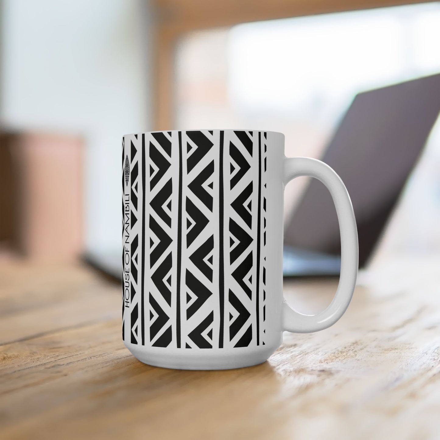 Zigzag Malian Mudcloth 15oz White Ceramic Mug