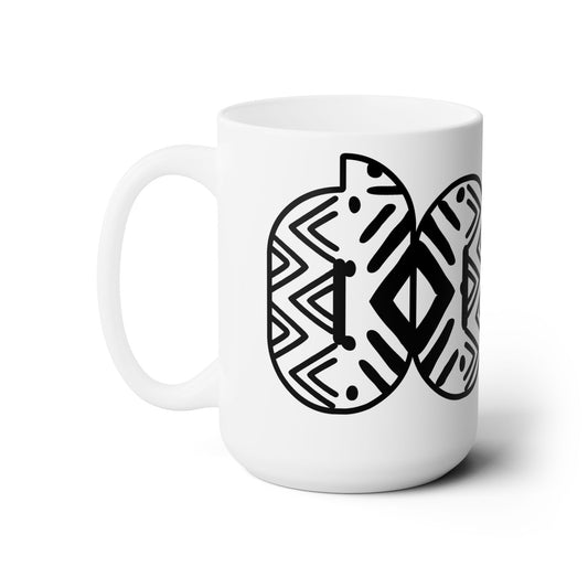 Stylish White Ceramic 'DOPE' Mug 15oz White Mudcloth