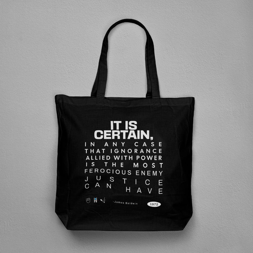 James Baldwin 'Ferocious Enemy' Canvas Statement Tote