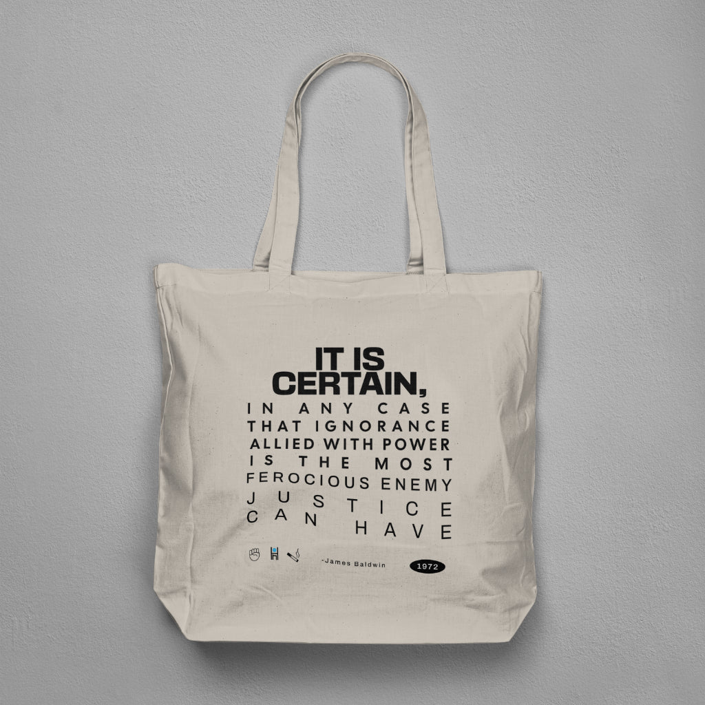 James Baldwin 'Ferocious Enemy' Canvas Statement Tote