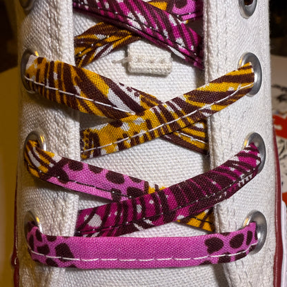 Amahle Wax Print Laces - Pink/Orange/Brown