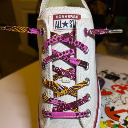 Amahle Wax Print Laces - Pink/Orange/Brown