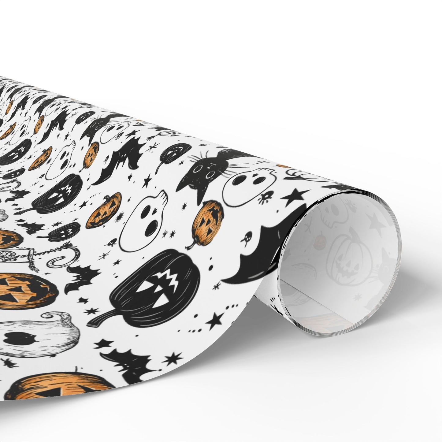 Halloween Wrapping Papers - Spooky Pumpkins and Cats Design