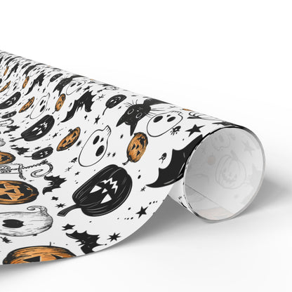 Halloween Wrapping Papers - Spooky Pumpkins and Cats Design