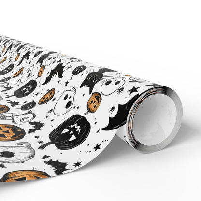 Halloween Wrapping Papers - Spooky Pumpkins and Cats Design