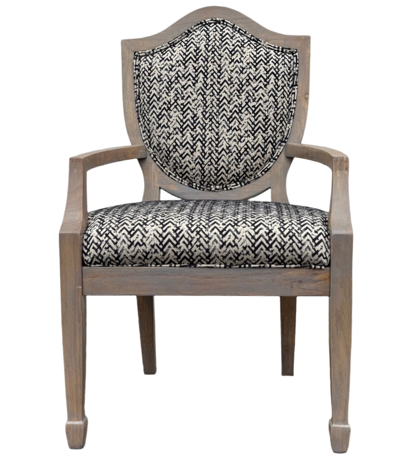 Jacquard Luxe: Weathered Shield-Back Chairs