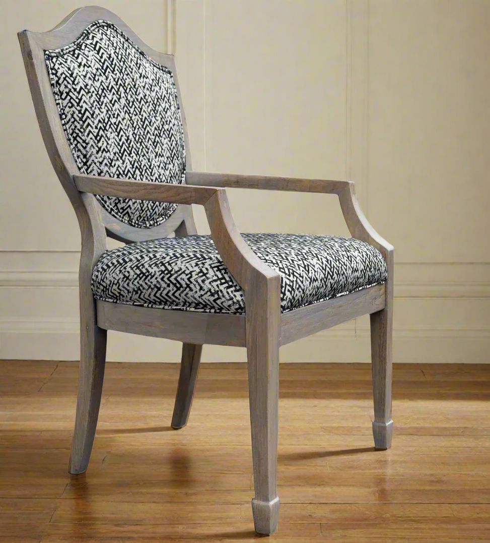 Jacquard Luxe: Weathered Shield-Back Chairs