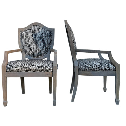 Jacquard Luxe: Weathered Shield-Back Chairs