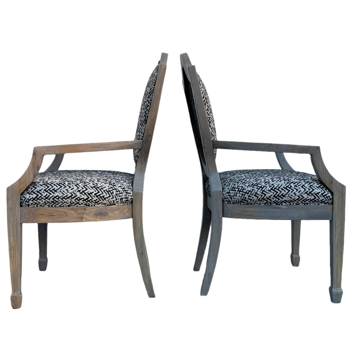 Jacquard Luxe: Weathered Shield-Back Chairs