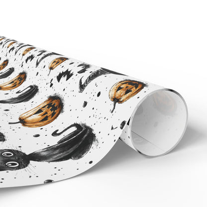 Halloween Wrapping Papers - Spooky Pumpkins and Cats Design