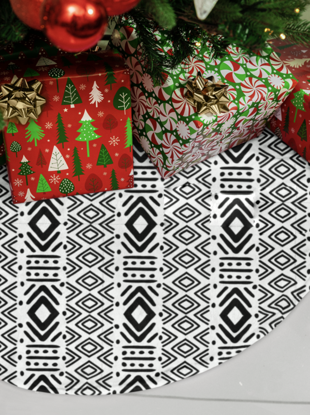 Tree Skirts - Geometric Mailian Mudcloth Print #2